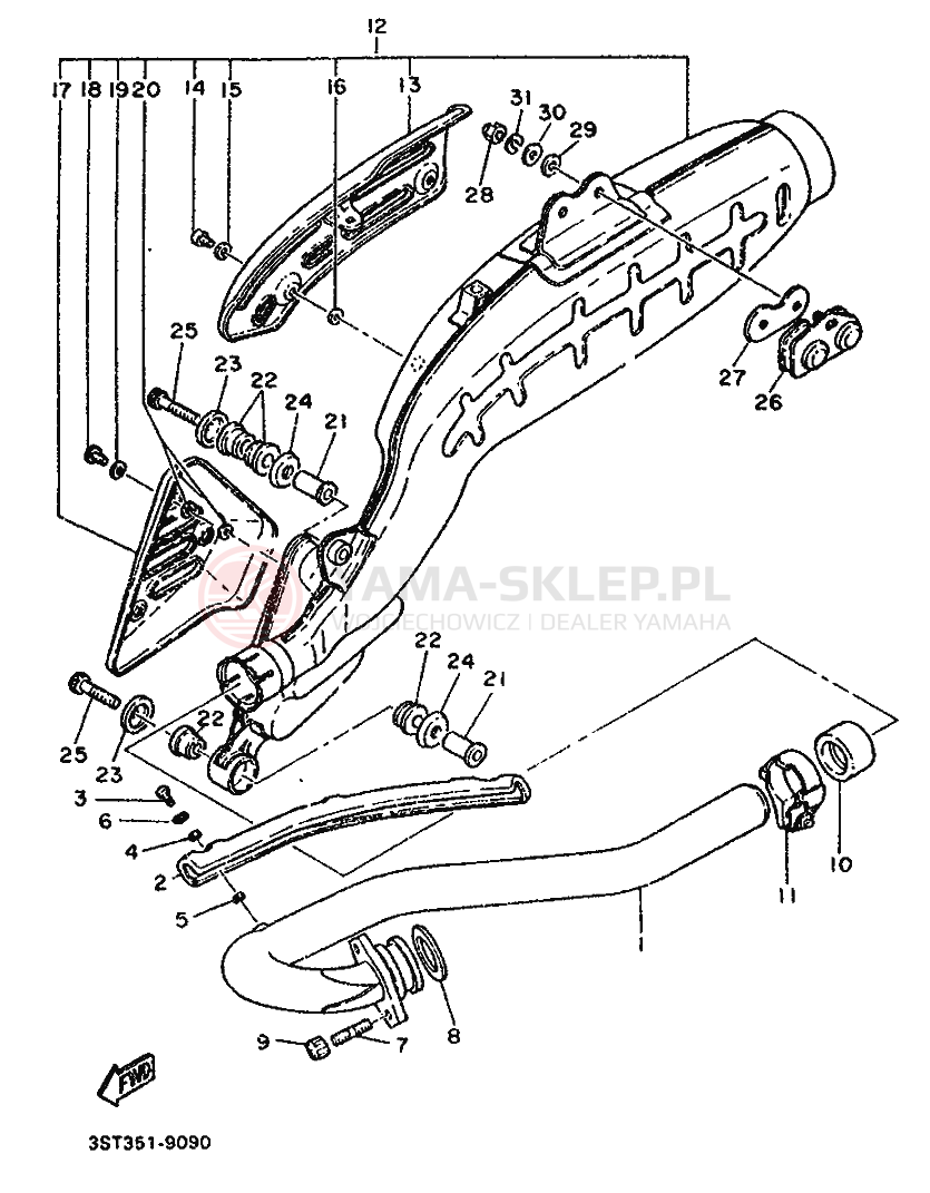 Schemat "Wydech końcowy" do Yamaha XT500