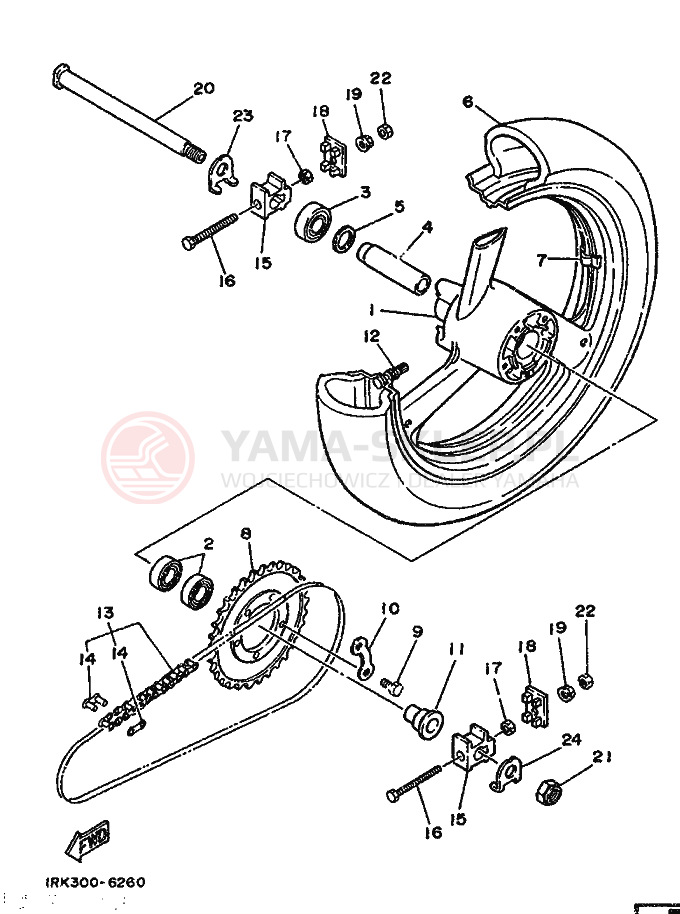 Schemat "Koło tył" do Yamaha TZ250