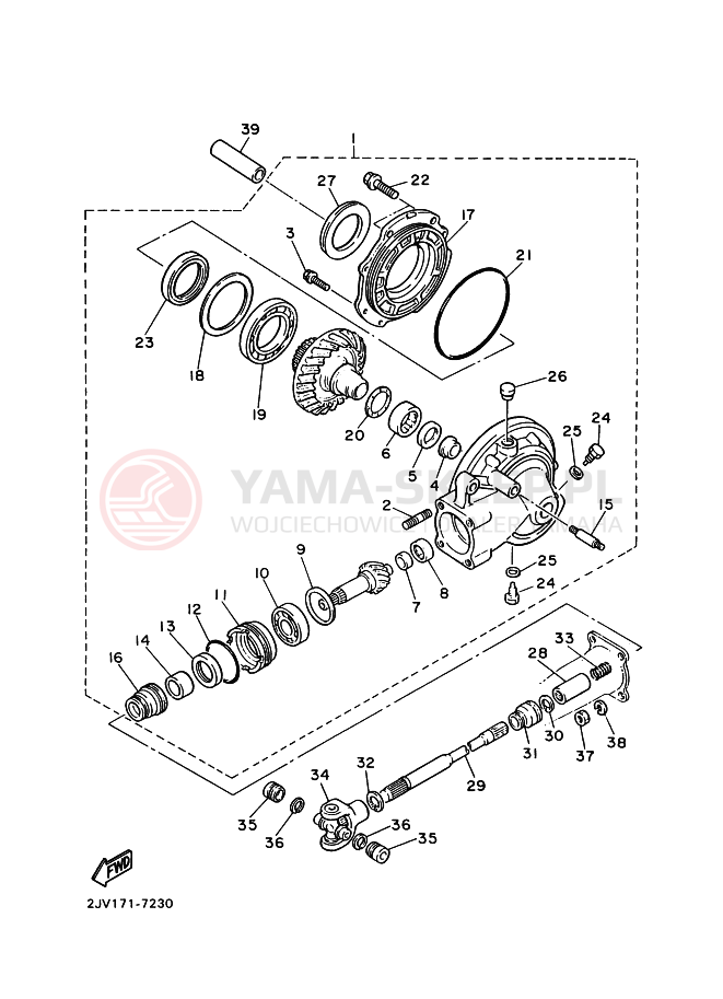 Schemat "Wał napędowy" do Yamaha XV400 VIRAGO