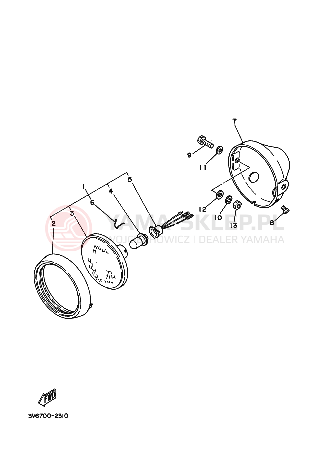 Schemat "Lampa przód" do Yamaha AG200E