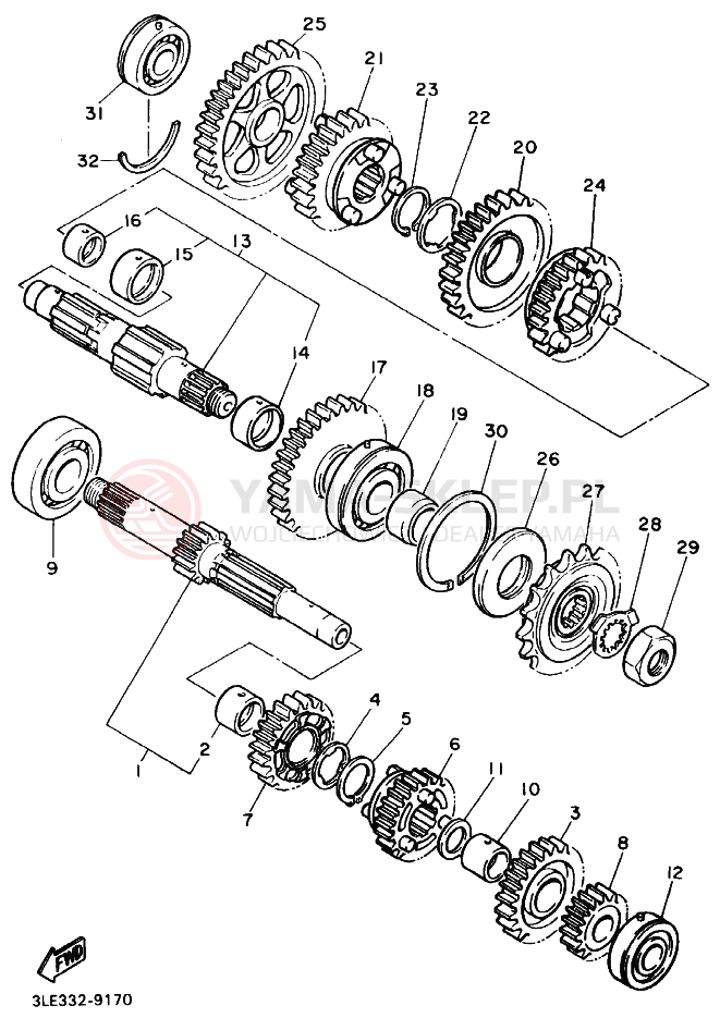Schemat "Skrzynia biegów " do Yamaha GTS1000