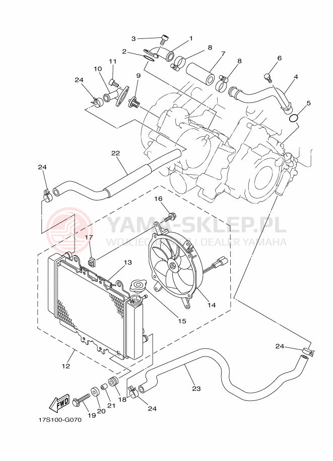 Schemat "Układ chlodzenia" do Yamaha GRIZZLY 450 EPS