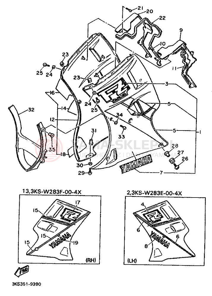Schemat "POKRYWA SILNIKA 2" do Yamaha FZ750 GENESIS