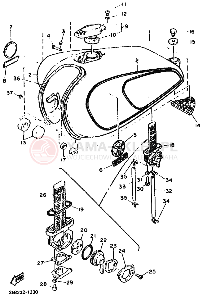 Schemat "zbiornik paliwa" do Yamaha SR500
