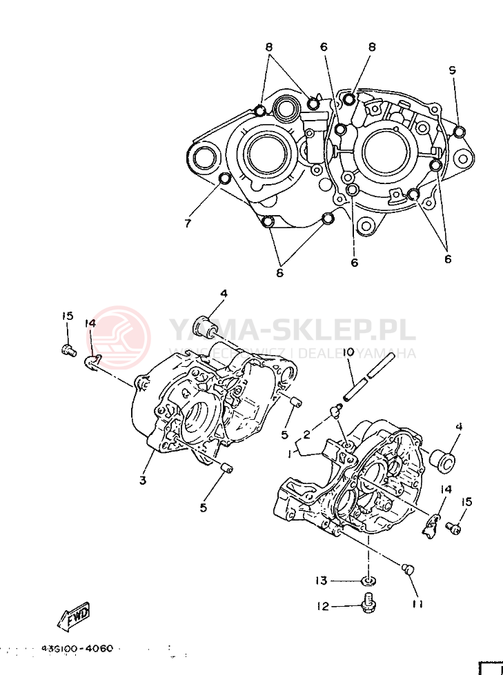 Schemat "Obudowa silnika" do Yamaha IT200S