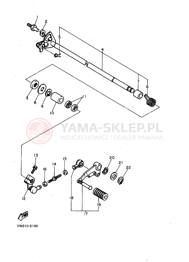 Schemat "Dźwignia zmiany biegów, wałek" do Yamaha FZ750