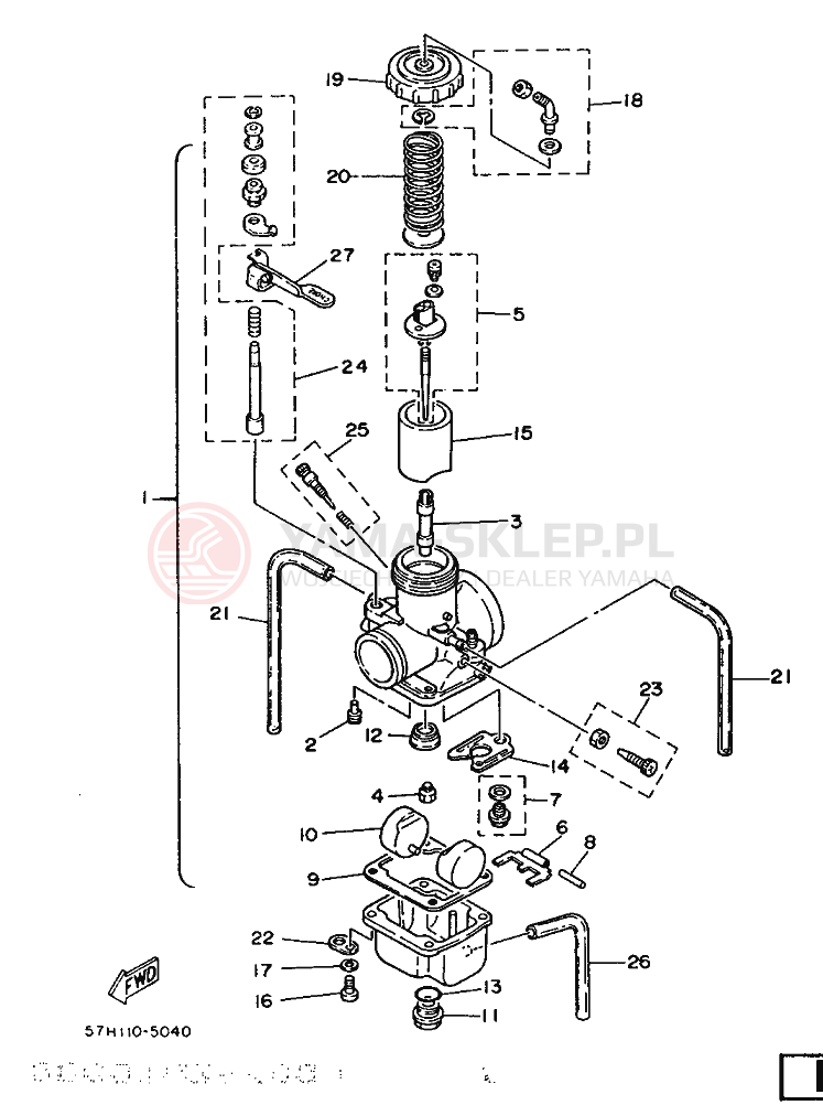 Schemat "Gaźnik" do Yamaha YZ490 YZ490U