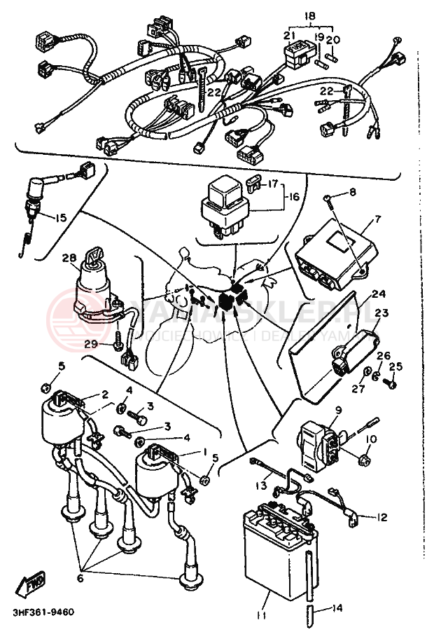 Schemat "układ elektryczny" do Yamaha FZR500