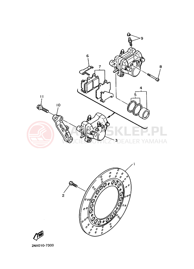 Schemat "Zacisk hamulcowy tylny" do Yamaha SRX400