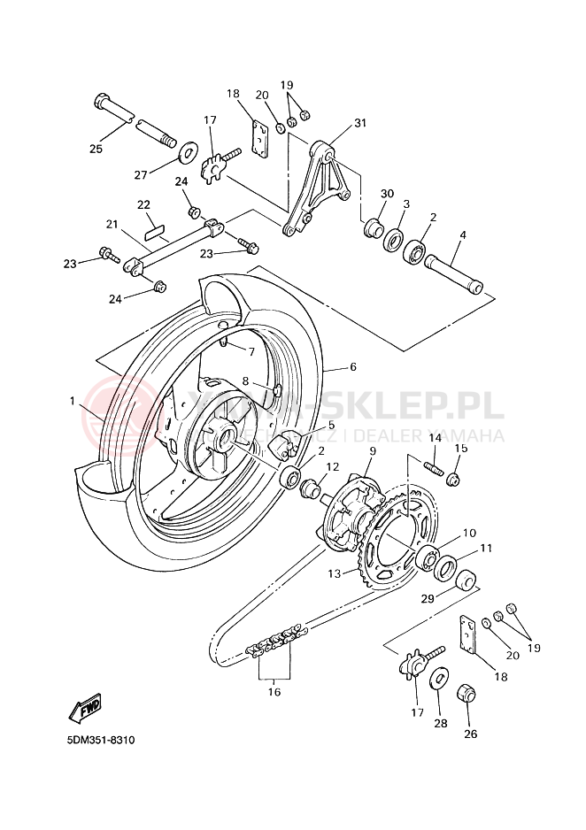 Schemat "Koło tył" do Yamaha FZS600 FAZER