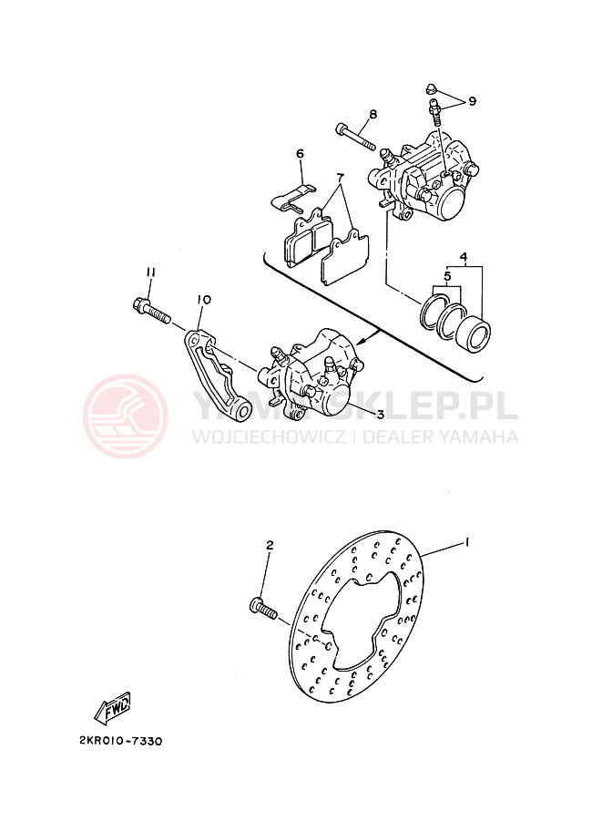 Schemat "Zacisk hamulcowy tylny" do Yamaha FZR250