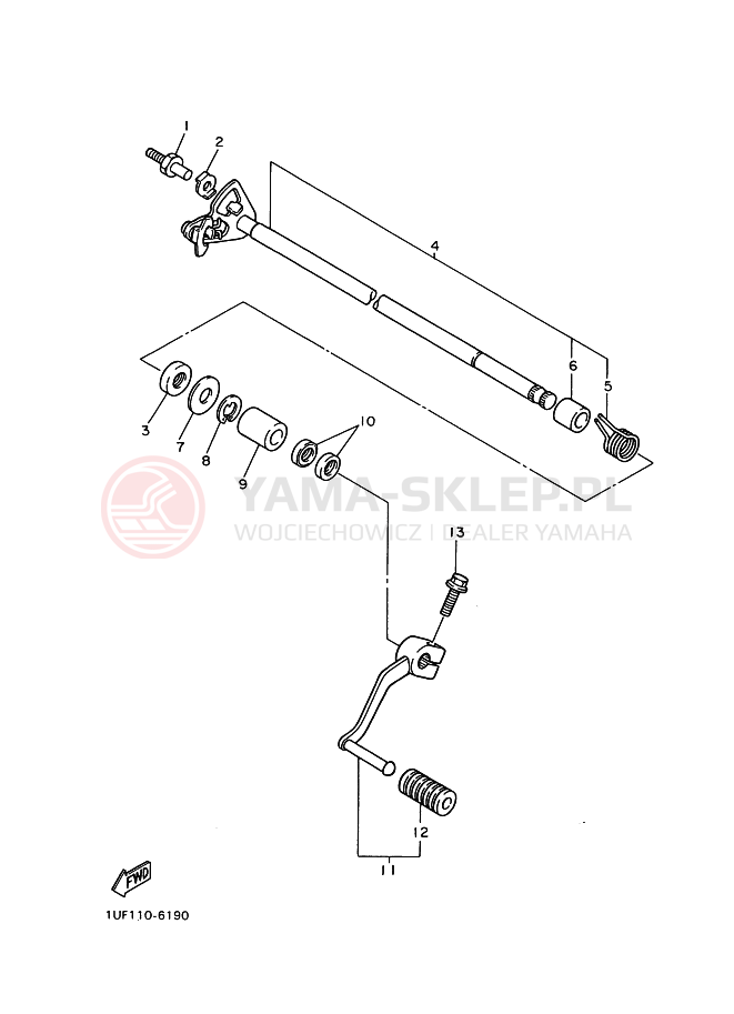 Schemat "Dźwignia zmiany biegów, wałek" do Yamaha FZX750