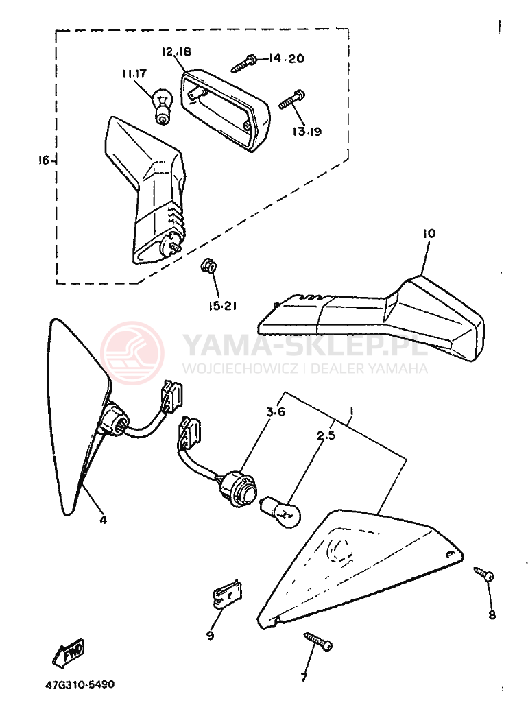 Schemat "kierunkowskazy" do Yamaha XVZ12TD VENTURE ROYAL