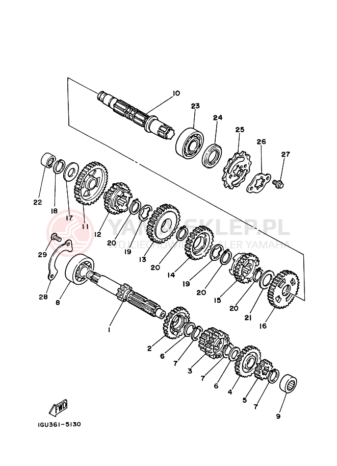Schemat "Skrzynia biegów " do Yamaha RD125LC