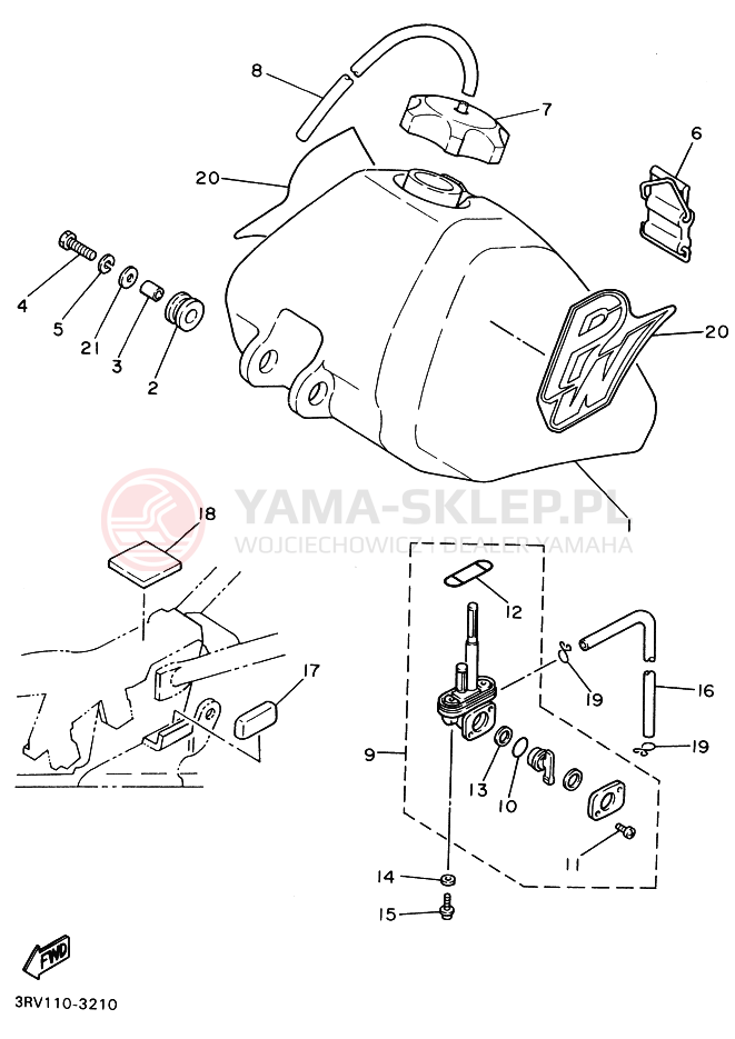 Schemat "zbiornik paliwa" do Yamaha PW80