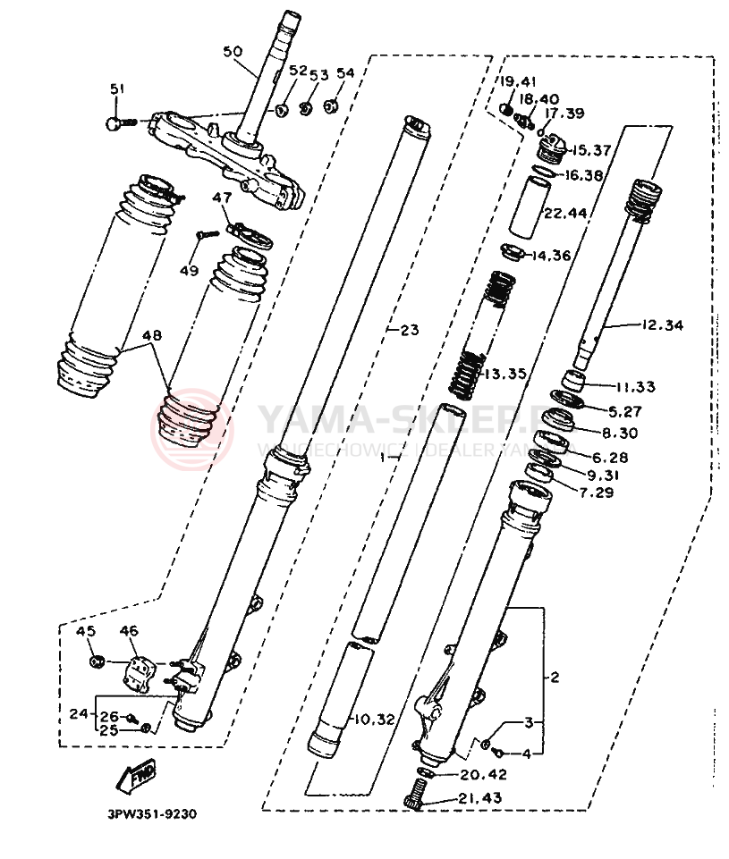 Schemat "Amortyzatory przód" do Yamaha XT600
