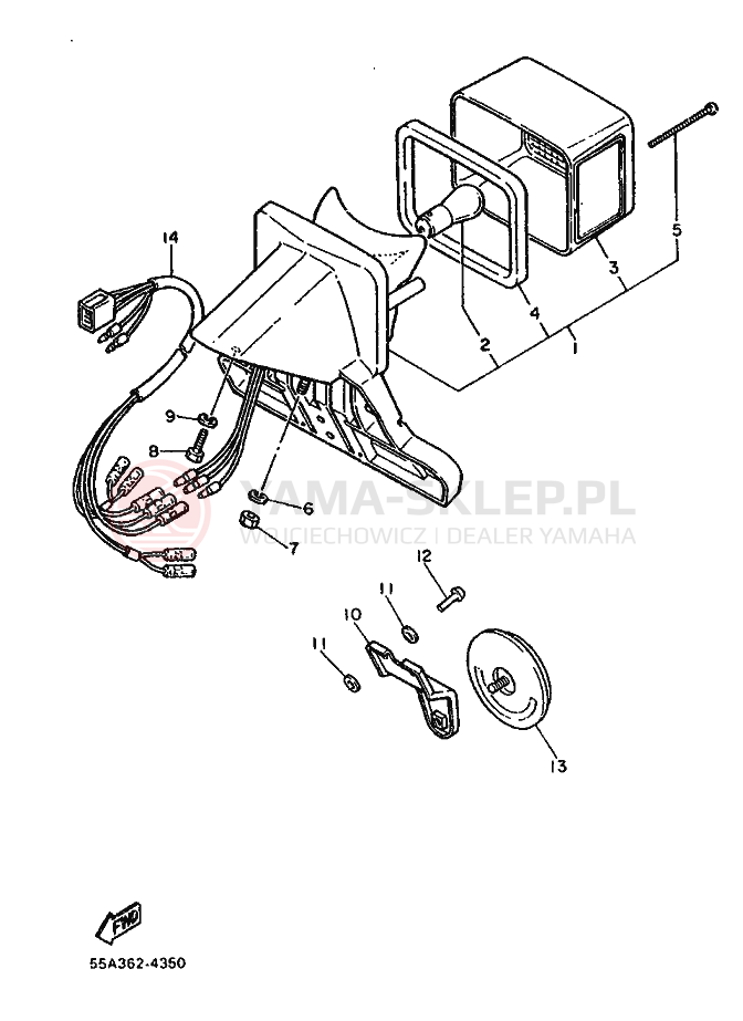 Schemat "Oświetlenie tył" do Yamaha XT500L