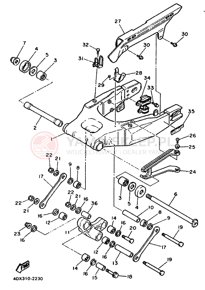 Schemat "wahacz" do Yamaha FZR400RR