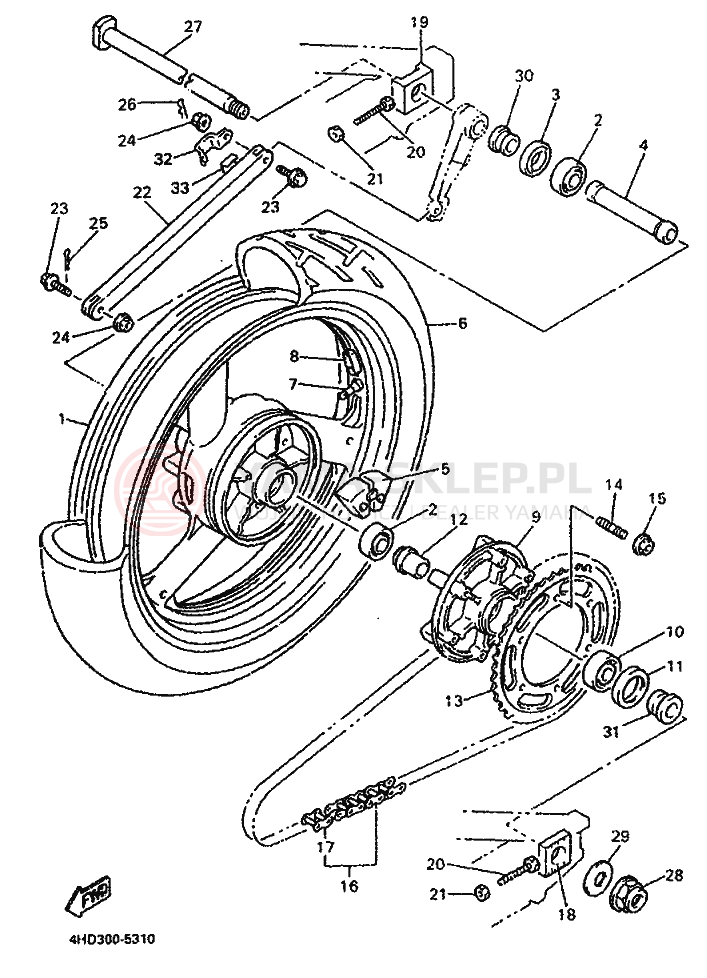 Schemat "Koło tył" do Yamaha YZF750R