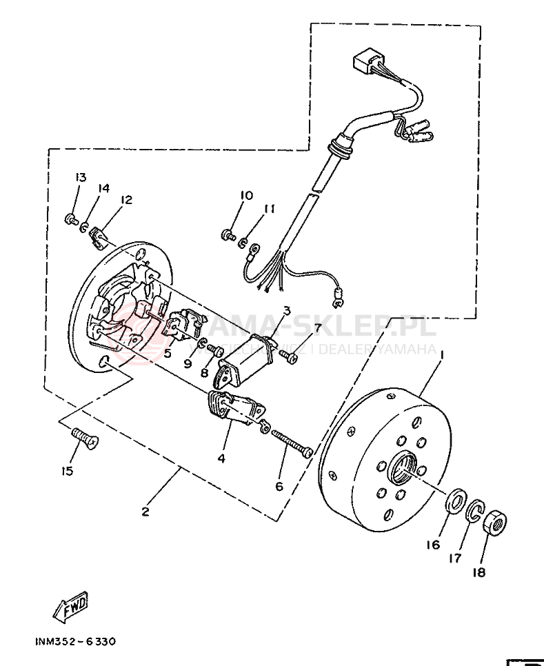 Schemat "prądnica" do Yamaha RD75LC
