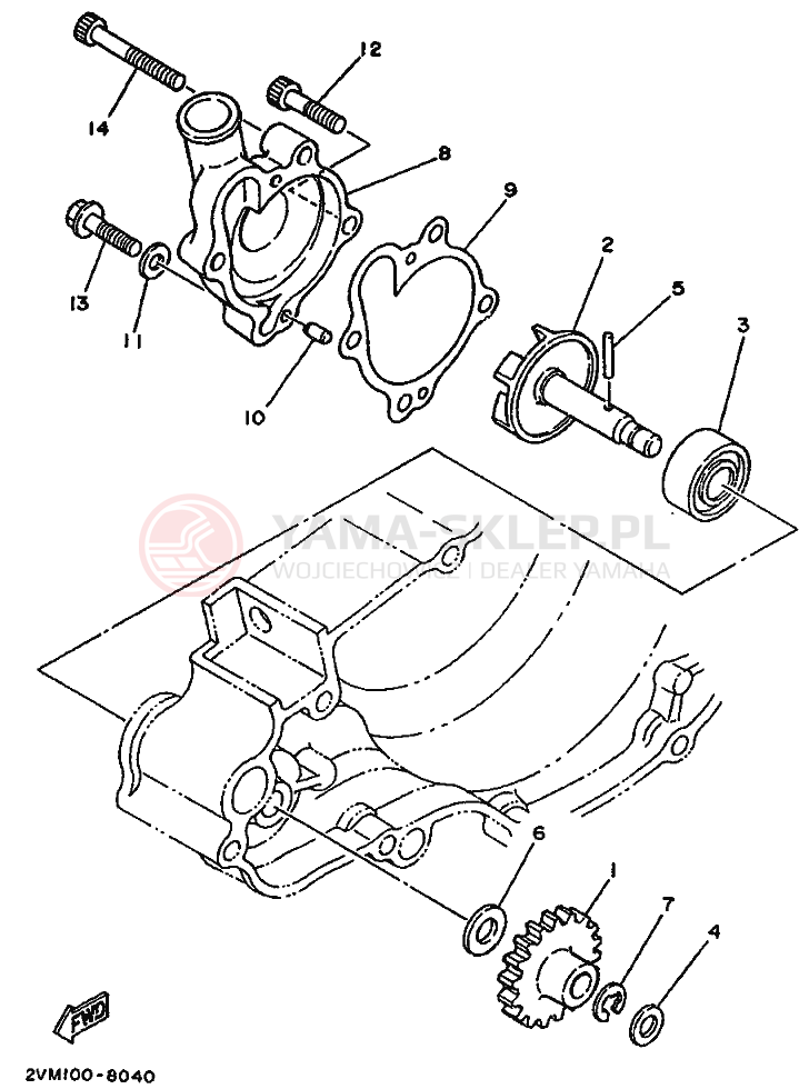 Schemat "Pompa wody" do Yamaha YZ250