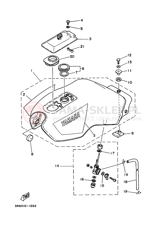 Schemat "zbiornik paliwa" do Yamaha RZ50