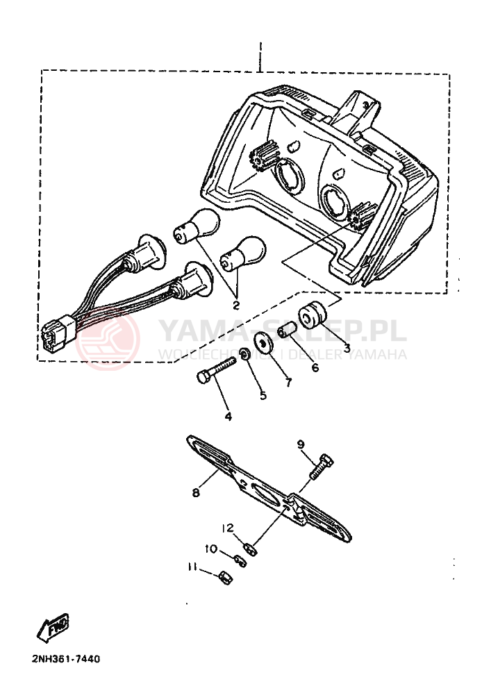 Schemat "Oświetlenie tył" do Yamaha FJ1200U