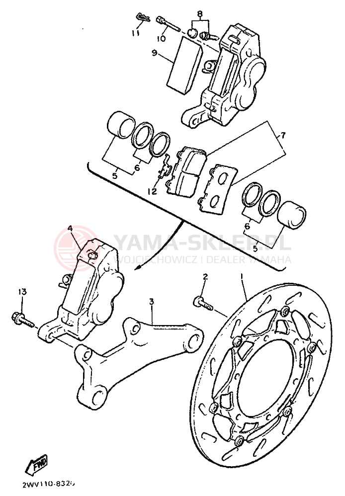 Schemat "Zacisk hamulcowy tylny" do Yamaha XVZ13TD VENTURE ROYAL