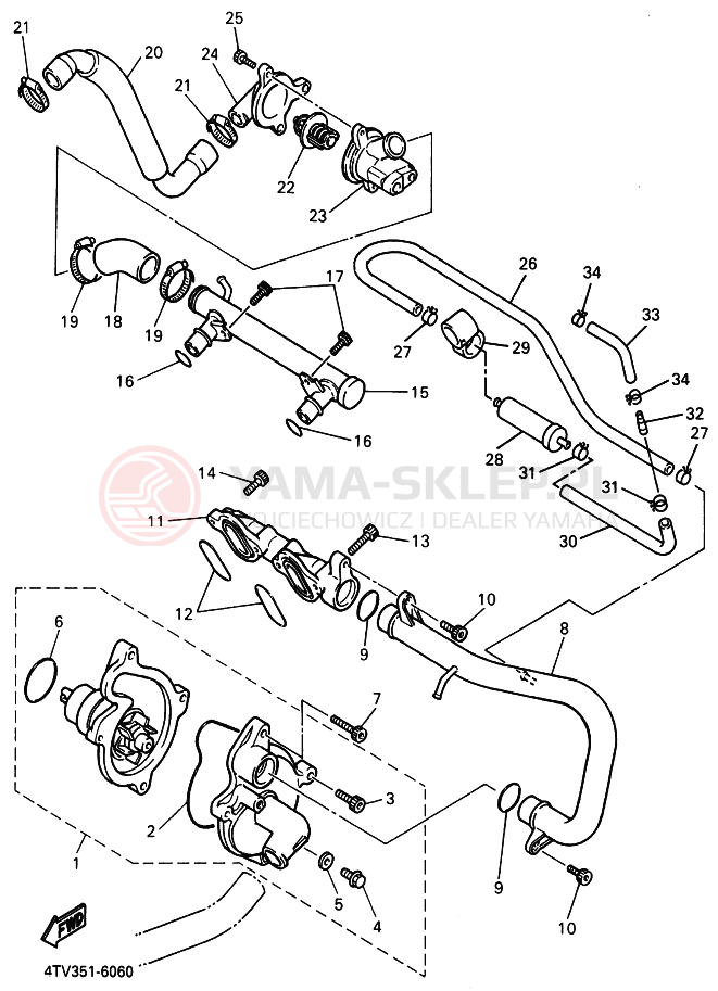 Schemat "Pompa wody" do Yamaha YZF600R THUNDERCAT