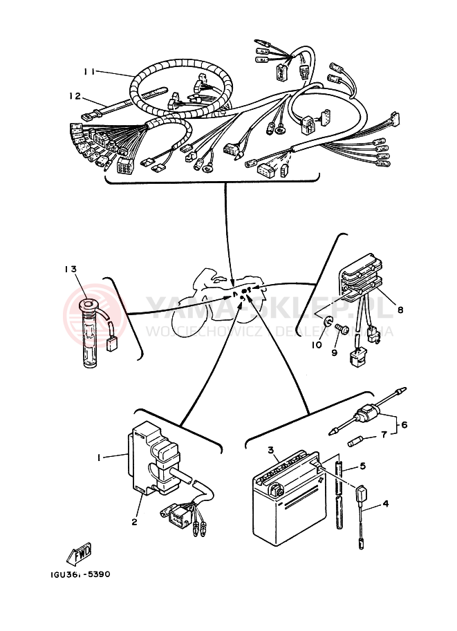 Schemat "układ elektryczny" do Yamaha RD125LC