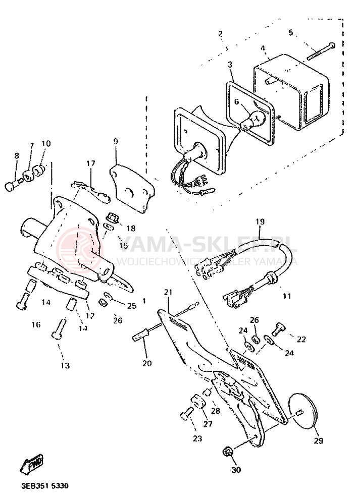 Schemat "lampa tył" do Yamaha SR500