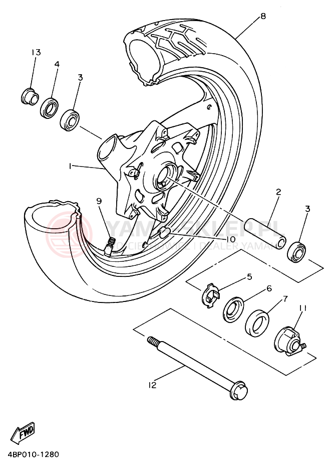 Schemat "Koło przód" do Yamaha XJ600S DIVERSION