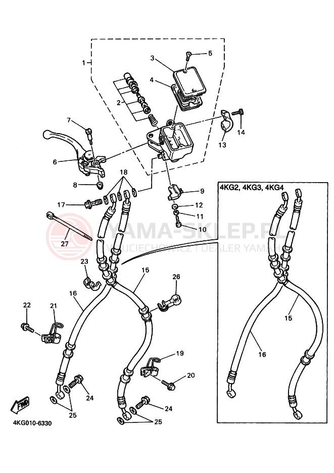 Schemat "Pompa hamulcowa przednia" do Yamaha XJR1200