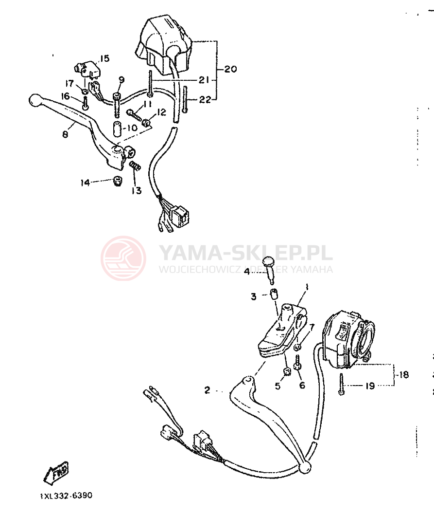 Schemat "Kierownica i osprzęt" do Yamaha SRX600