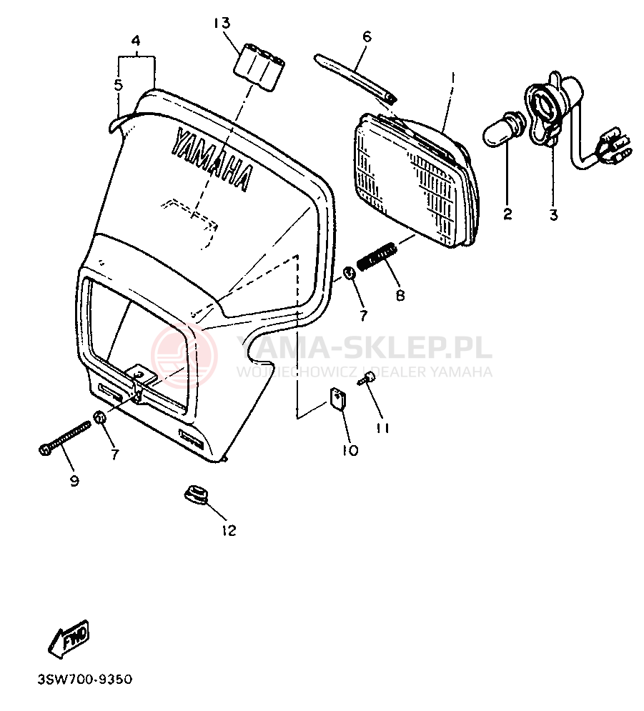 Schemat "Lampa przód" do Yamaha TT600