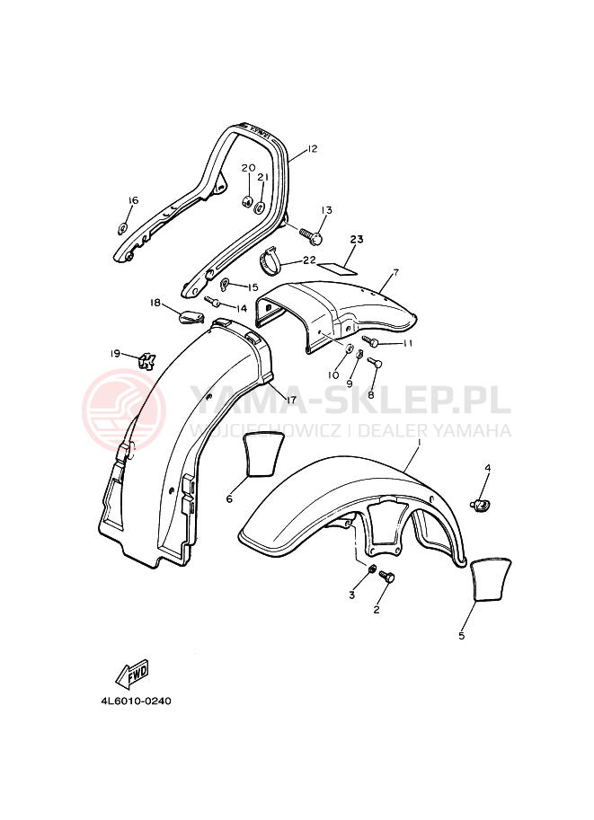 Schemat "Przedni błotnik i tylny błotnik" do Yamaha MAXIM