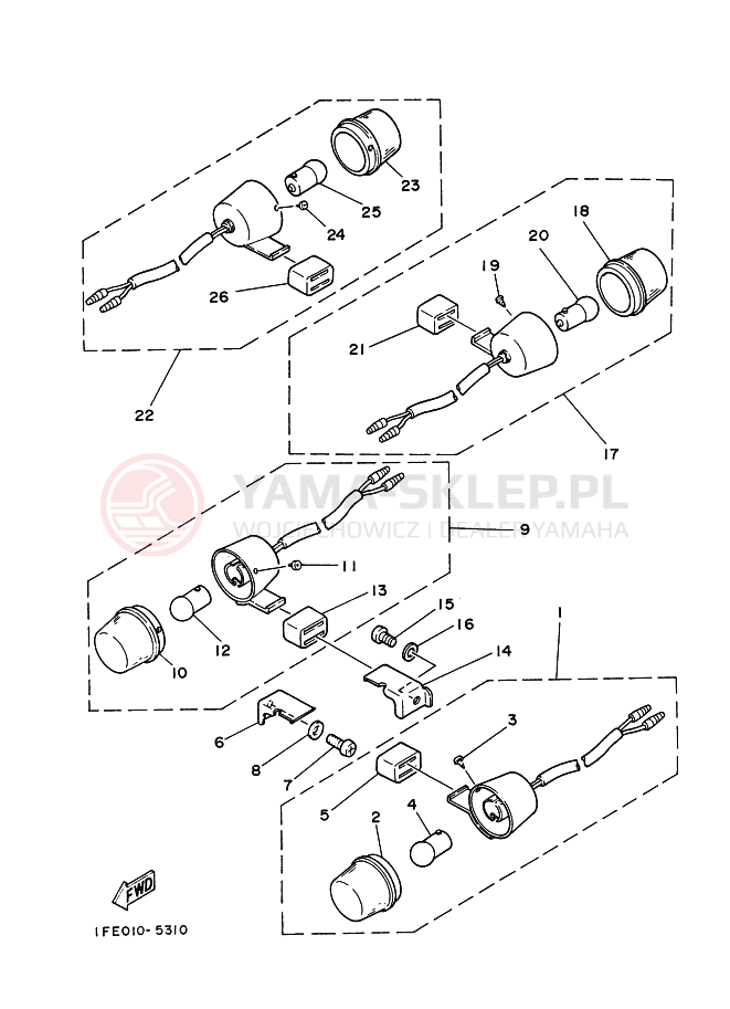 Schemat "kierunkowskazy" do Yamaha AG200E