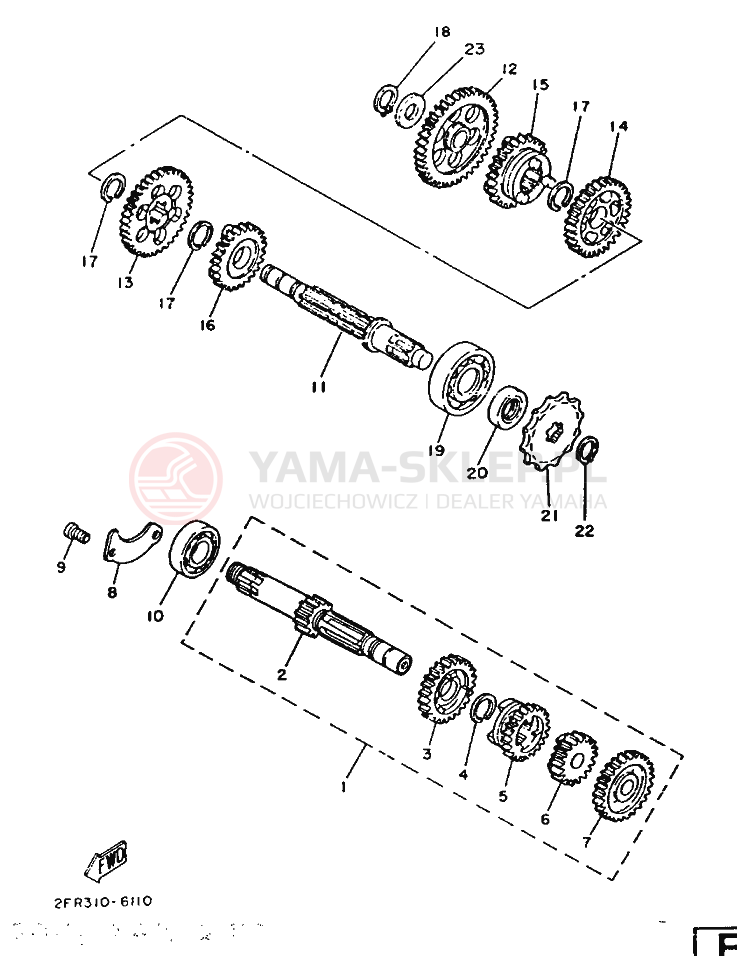 Schemat "Skrzynia biegów " do Yamaha RD50M