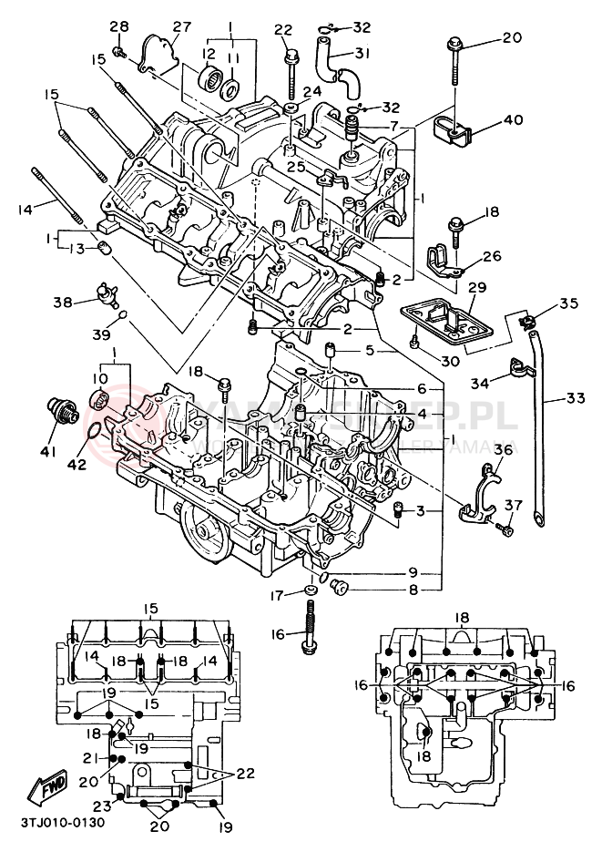 Schemat "Pokrywa silnika" do Yamaha FZR400RR-SP