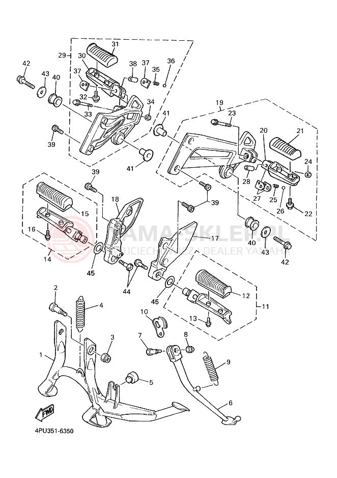 Schemat "Stopka postojowa i podnóżki" do Yamaha XJR1200