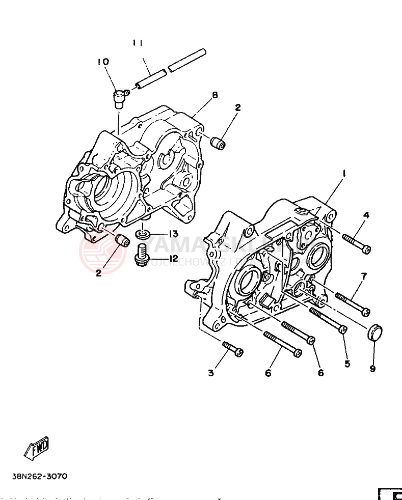 Schemat "Pokrywa silnika" do Yamaha YB100