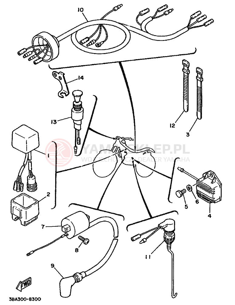 Schemat "układ elektryczny" do Yamaha TY250R