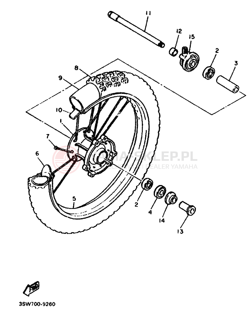 Schemat "Koło przód" do Yamaha TT600