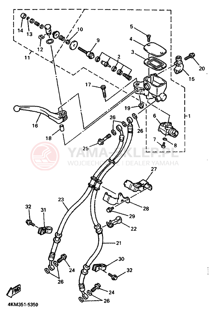 Schemat "CYLINDER MASTER" do Yamaha XJ900S DIVERSION