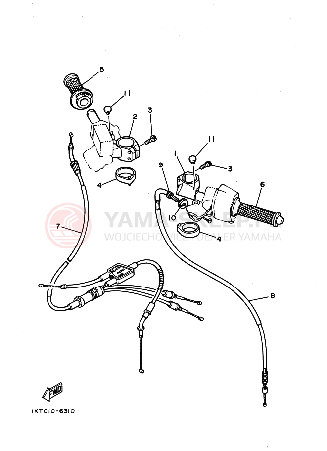 Schemat "Kierownica i osprzęt" do Yamaha TZR250