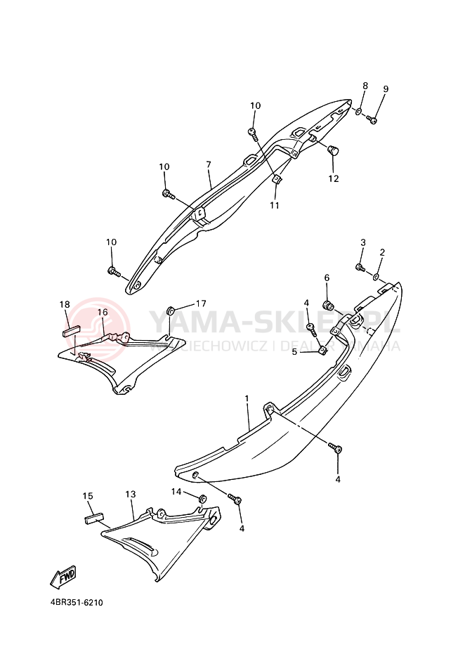 Schemat "Pokrywa boczna" do Yamaha XJ600S DIVERSION