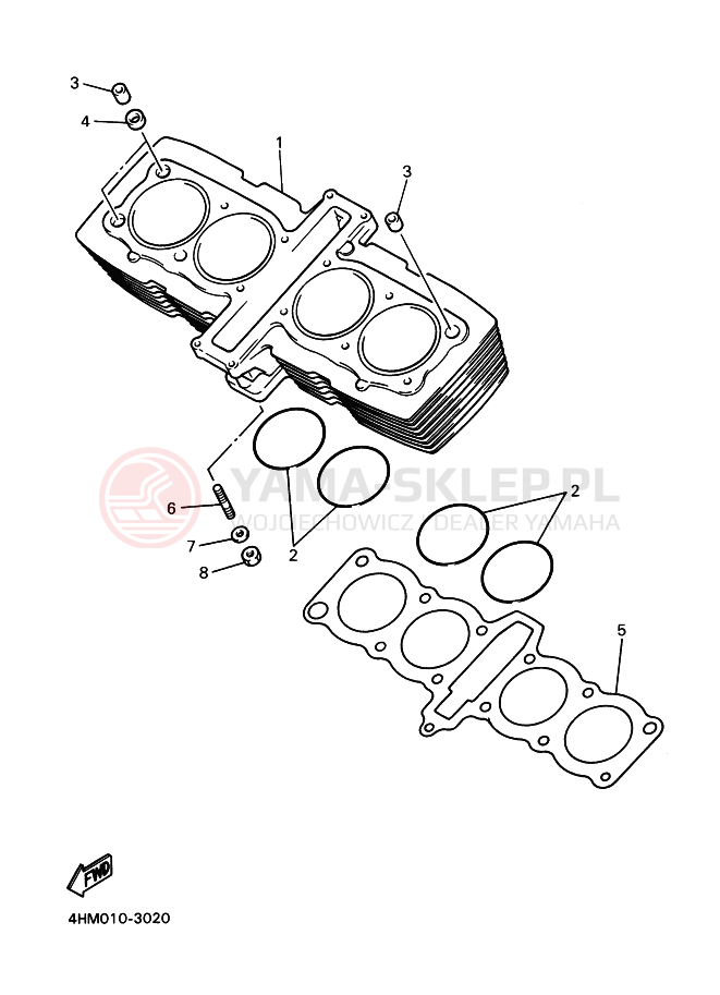 Schemat "cylinder" do Yamaha XJR400R