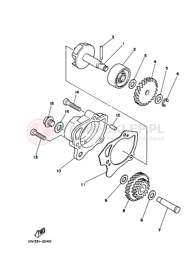 Schemat "Pompa wody" do Yamaha DT125