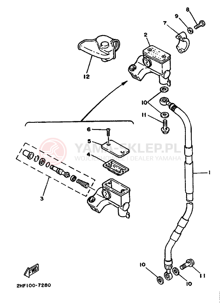 Schemat "Pompa hamulcowa przednia" do Yamaha YZ80T