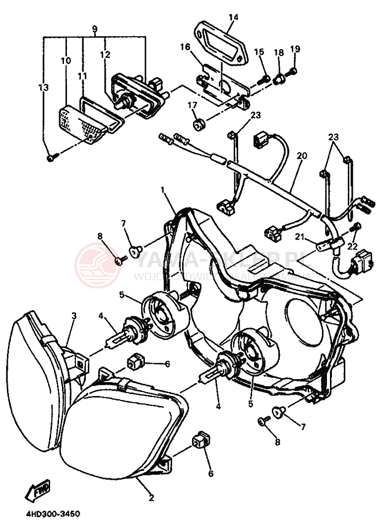 Schemat "Lampa przód" do Yamaha YZF750R